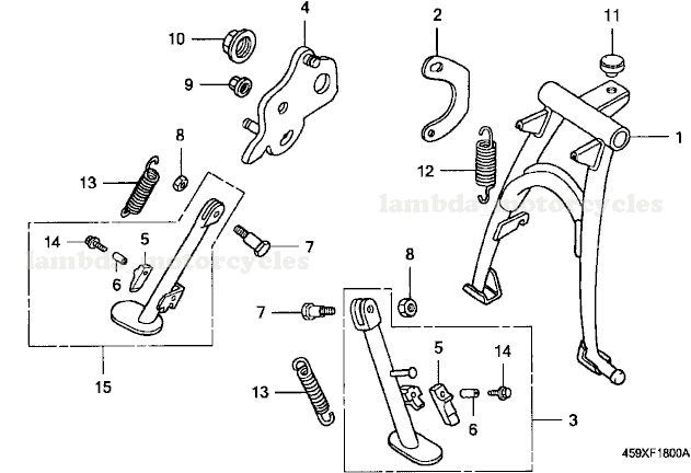 Stands - Centre / Main & Side - Lambda Motorcycles Postie Parts
