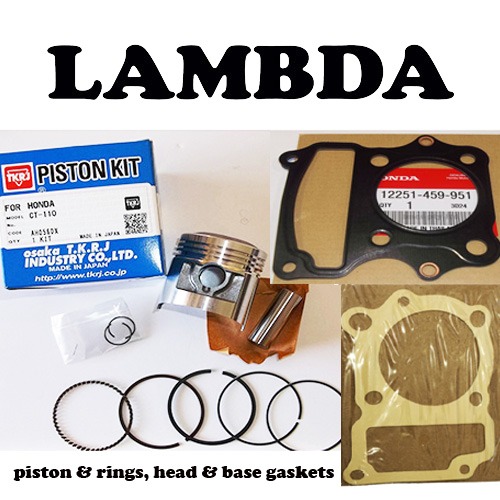Piston and Rings (1.00) + Head & Base Gasket for Honda CT110
